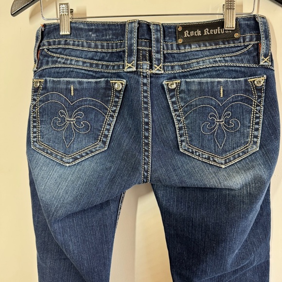 Y2K Rock Revival Adele Skinny Jeans Blue Size 29 Distressed Stretch Denim - Picture 7 of 16